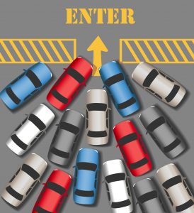 Generate Website Traffic Image showing a crowd of cars trying to enter a busy website